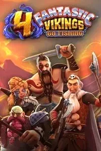 4 Fantastic Vikings slot with cartoon Vikings ready for battle and fishing