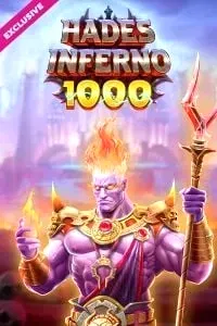 Hades Inferno 1000 slot showing flaming purple god with trident in hellish scene
