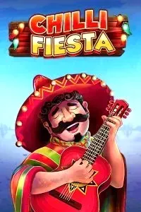 Chilli Fiesta slot with smiling guitarist in red sombrero and festive background