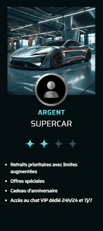 Niveau Argent VIP Grandz avec supercar argentée et chat VIP 24h/24